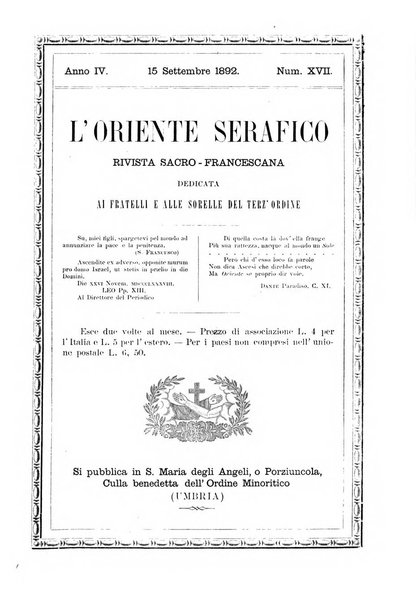 L'oriente serafico bollettino ufficiale per la celebrazione del VII centenario del Terz'Ordine Francescano