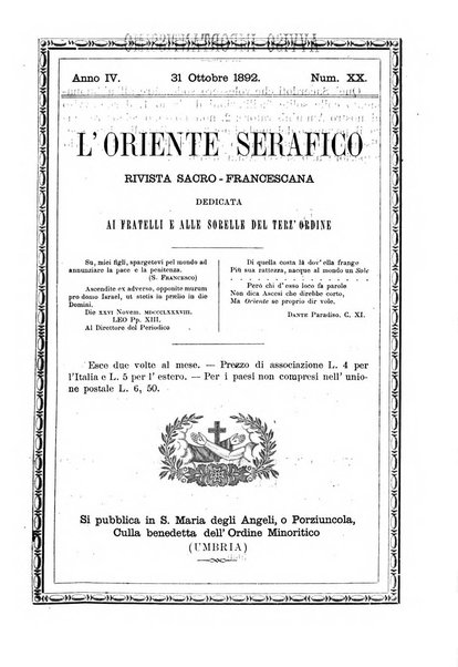 L'oriente serafico bollettino ufficiale per la celebrazione del VII centenario del Terz'Ordine Francescano