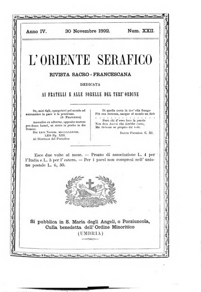 L'oriente serafico bollettino ufficiale per la celebrazione del VII centenario del Terz'Ordine Francescano