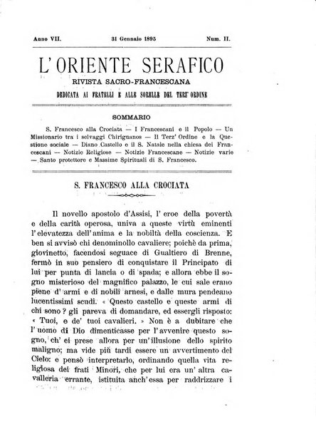 L'oriente serafico bollettino ufficiale per la celebrazione del VII centenario del Terz'Ordine Francescano