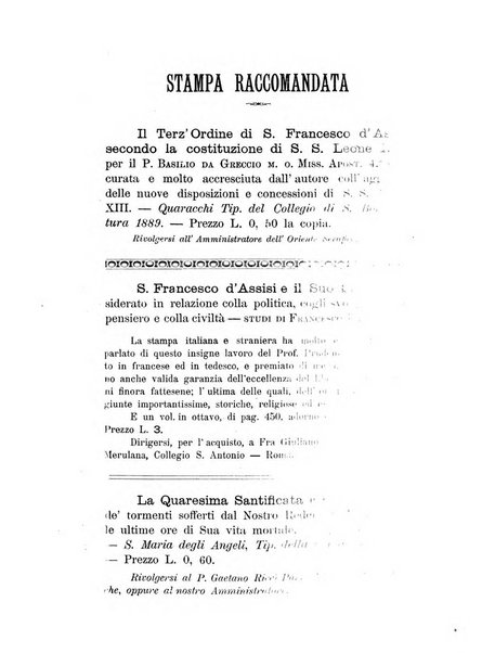 L'oriente serafico bollettino ufficiale per la celebrazione del VII centenario del Terz'Ordine Francescano