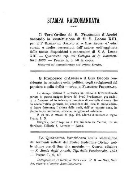 L'oriente serafico bollettino ufficiale per la celebrazione del VII centenario del Terz'Ordine Francescano