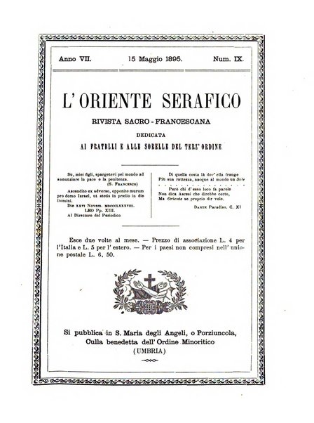 L'oriente serafico bollettino ufficiale per la celebrazione del VII centenario del Terz'Ordine Francescano