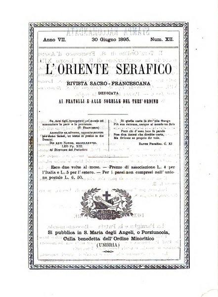 L'oriente serafico bollettino ufficiale per la celebrazione del VII centenario del Terz'Ordine Francescano