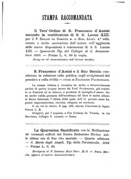 L'oriente serafico bollettino ufficiale per la celebrazione del VII centenario del Terz'Ordine Francescano