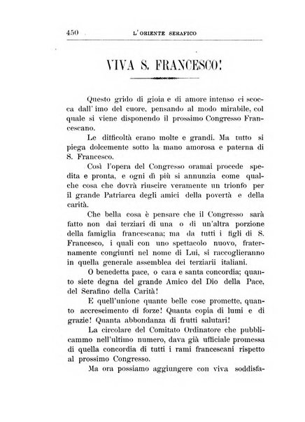 L'oriente serafico bollettino ufficiale per la celebrazione del VII centenario del Terz'Ordine Francescano