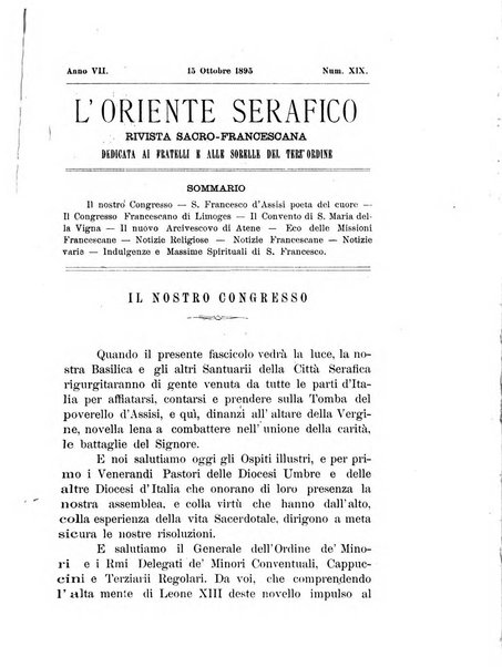 L'oriente serafico bollettino ufficiale per la celebrazione del VII centenario del Terz'Ordine Francescano