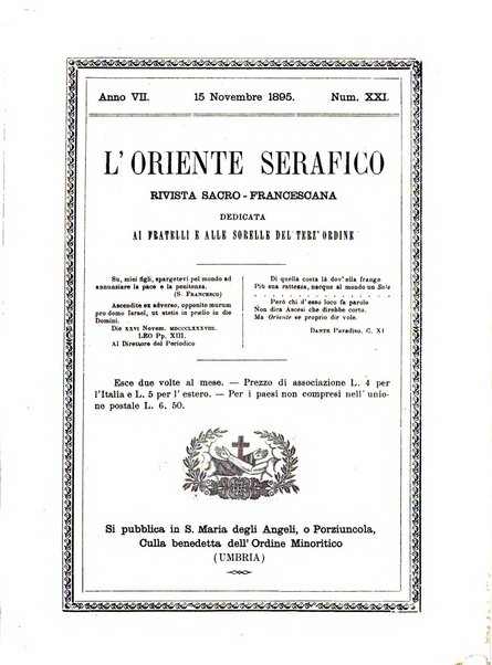 L'oriente serafico bollettino ufficiale per la celebrazione del VII centenario del Terz'Ordine Francescano