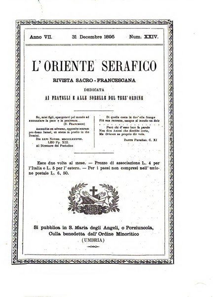 L'oriente serafico bollettino ufficiale per la celebrazione del VII centenario del Terz'Ordine Francescano