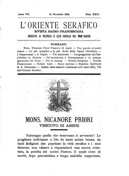 L'oriente serafico bollettino ufficiale per la celebrazione del VII centenario del Terz'Ordine Francescano