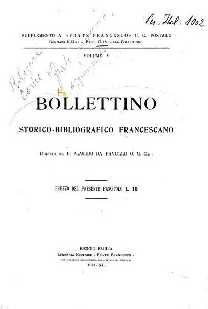 Bollettino storico-bibliografico francescano