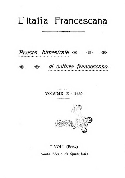 L'Italia francescana rivista trimestrale di cultura francescana