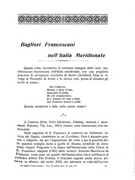 L'Italia francescana rivista trimestrale di cultura francescana