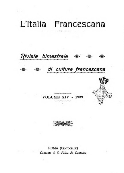 L'Italia francescana rivista trimestrale di cultura francescana