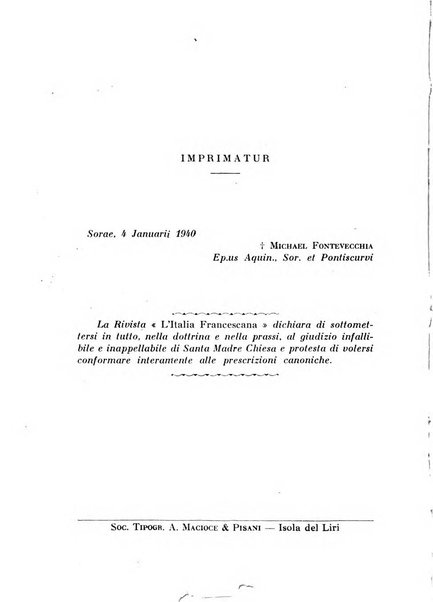 L'Italia francescana rivista trimestrale di cultura francescana