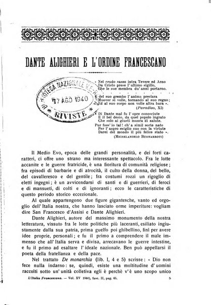 L'Italia francescana rivista trimestrale di cultura francescana