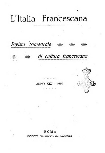 L'Italia francescana rivista trimestrale di cultura francescana