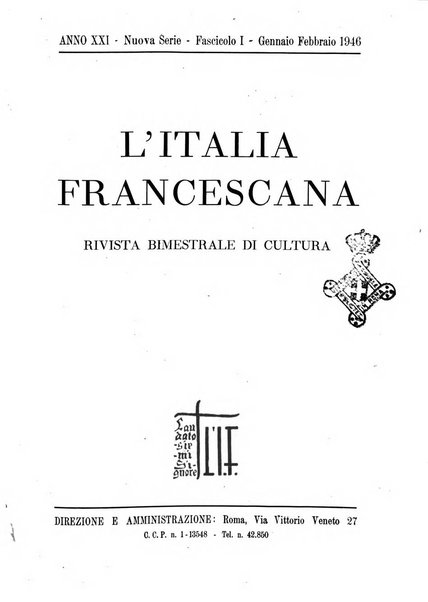 L'Italia francescana rivista trimestrale di cultura francescana