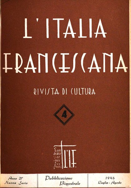 L'Italia francescana rivista trimestrale di cultura francescana