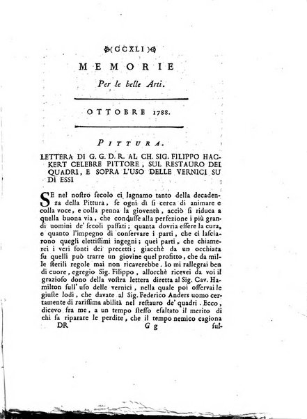 Memorie per le belle arti