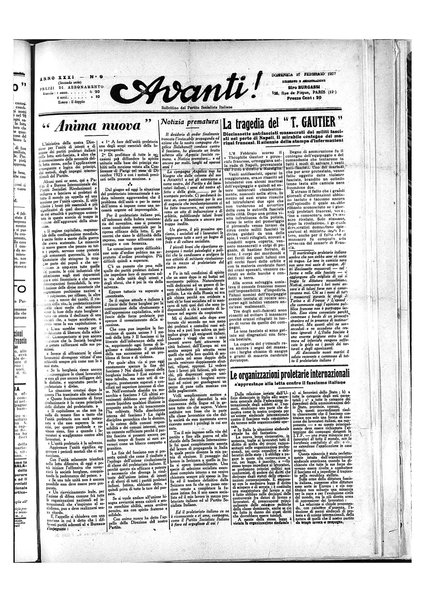 Avanti! : Bollettino del Partito socialista italiano