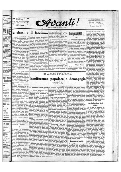 Avanti! : Bollettino del Partito socialista italiano