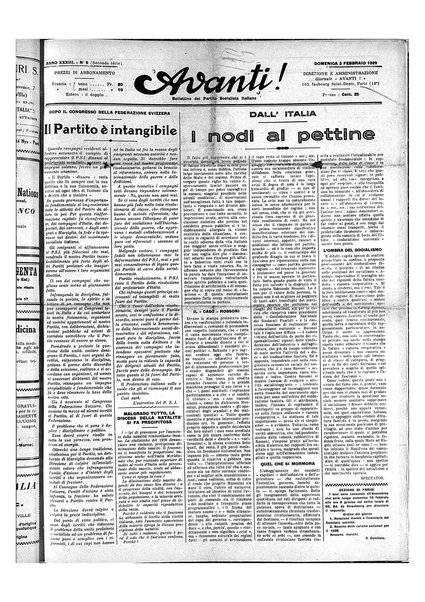 Avanti! : Bollettino del Partito socialista italiano