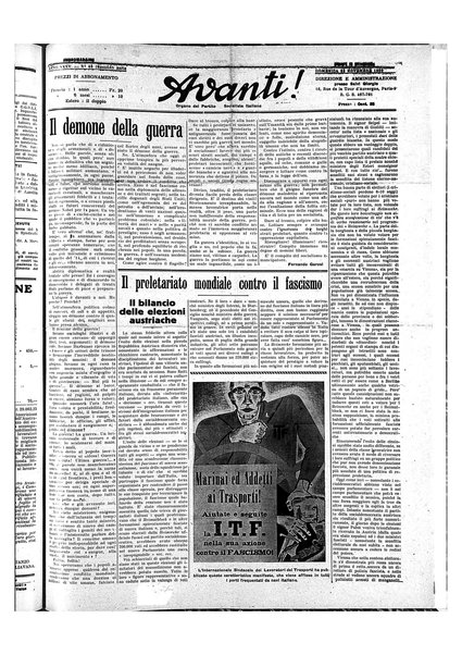 Avanti! : Bollettino del Partito socialista italiano