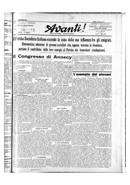 Avanti! : Bollettino del Partito socialista italiano