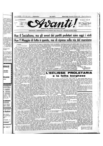 Avanti! : Bollettino del Partito socialista italiano