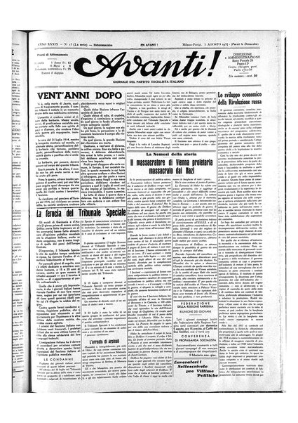 Avanti! : Bollettino del Partito socialista italiano