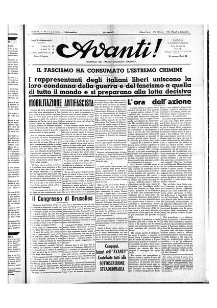 Avanti! : Bollettino del Partito socialista italiano