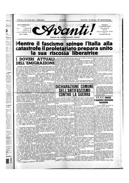 Avanti! : Bollettino del Partito socialista italiano