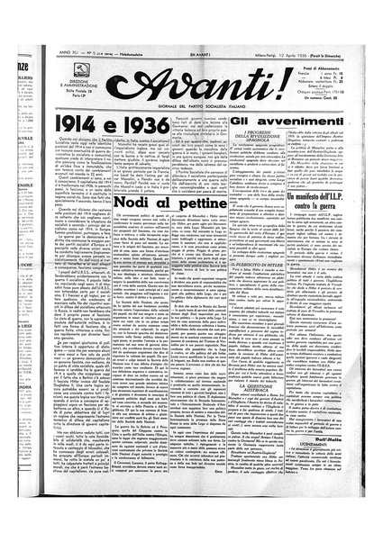 Avanti! : Bollettino del Partito socialista italiano