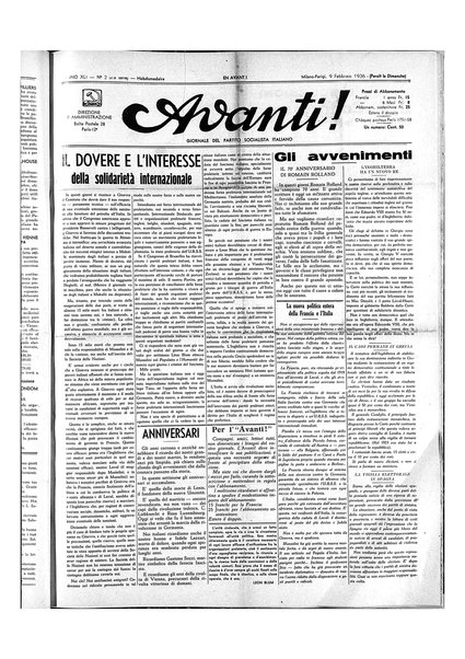 Avanti! : Bollettino del Partito socialista italiano