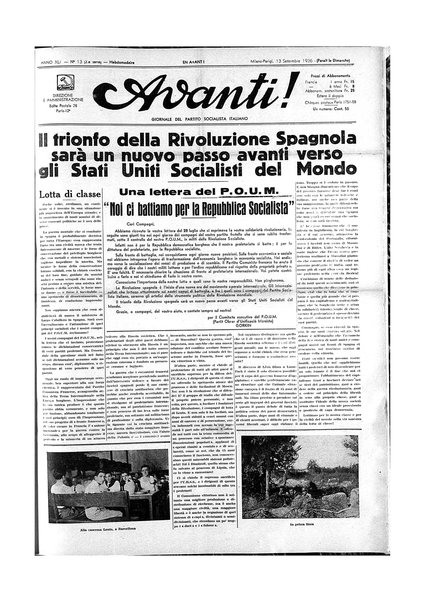 Avanti! : Bollettino del Partito socialista italiano
