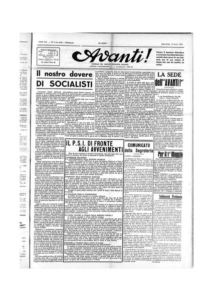 Avanti! : Bollettino del Partito socialista italiano