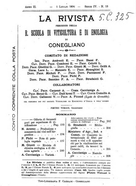 La rivista periodico della R. Scuola di Viticoltura e di Enologia di Conegliano