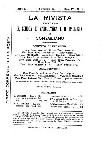 La rivista periodico della R. Scuola di Viticoltura e di Enologia di Conegliano