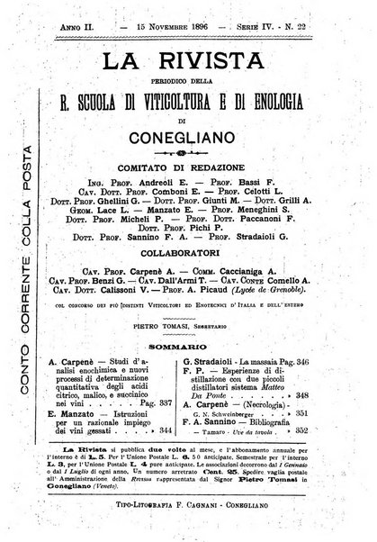 La rivista periodico della R. Scuola di Viticoltura e di Enologia di Conegliano