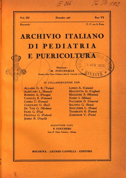 Archivio italiano di pediatria e puericoltura