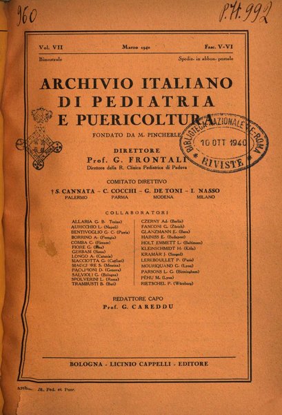 Archivio italiano di pediatria e puericoltura