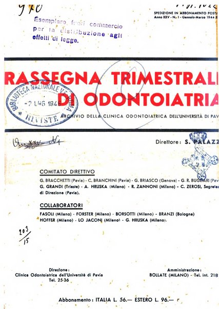 Rassegna trimestrale di odontoiatria