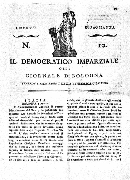 Il democratico imparziale o sia Giornale di Bologna