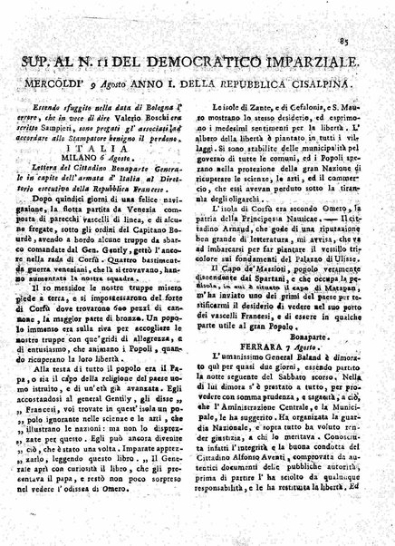 Il democratico imparziale o sia Giornale di Bologna