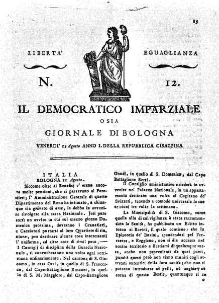 Il democratico imparziale o sia Giornale di Bologna