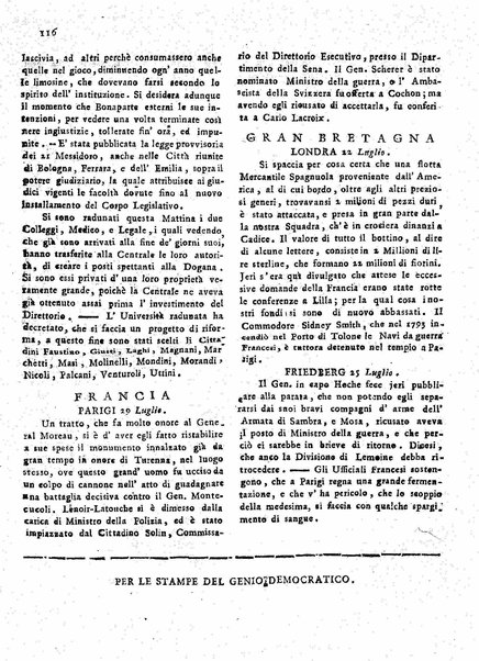 Il democratico imparziale o sia Giornale di Bologna