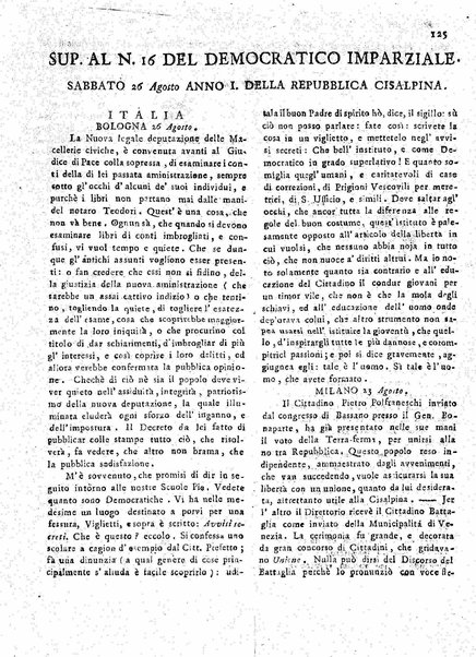 Il democratico imparziale o sia Giornale di Bologna