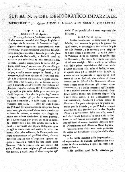 Il democratico imparziale o sia Giornale di Bologna