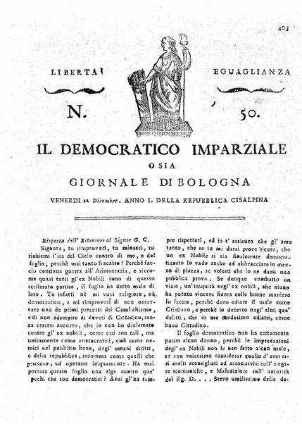 Il democratico imparziale o sia Giornale di Bologna